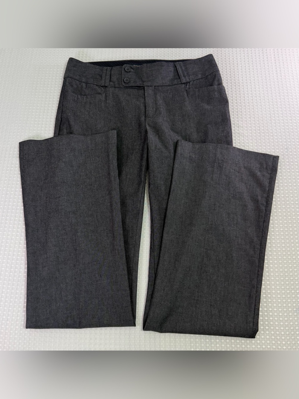 Banana Republic Charcoal Gray Pants Double Button Waist Wide Leg 8 LONG